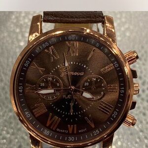 Men’s * Geneva Rose Gold Chronograph Watch /  Dark Brown \ Mocha “”  ‘